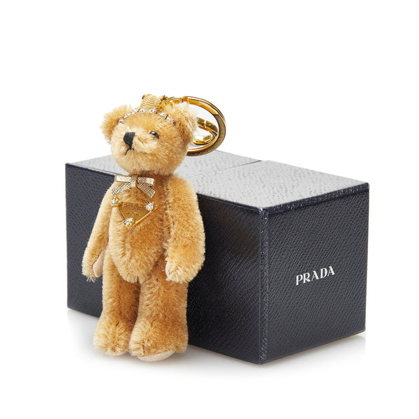 プラダ ベアー クマ 熊 TEDDY テディ  キーホルダー キーリング バッグチャーム 1TO001 ナチュラル ブラウン アクリル ポリエステル レディース PRADA 【中古】