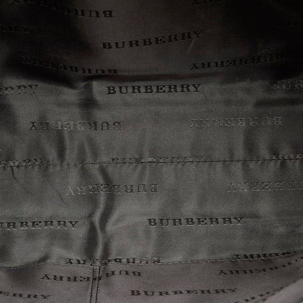 バーバリー ノバチェック ハンドバッグ ブラック キャンバス レザー レディース BURBERRY 【中古】