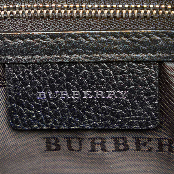 バーバリー ノバチェック ハンドバッグ ブラック キャンバス レザー レディース BURBERRY 【中古】