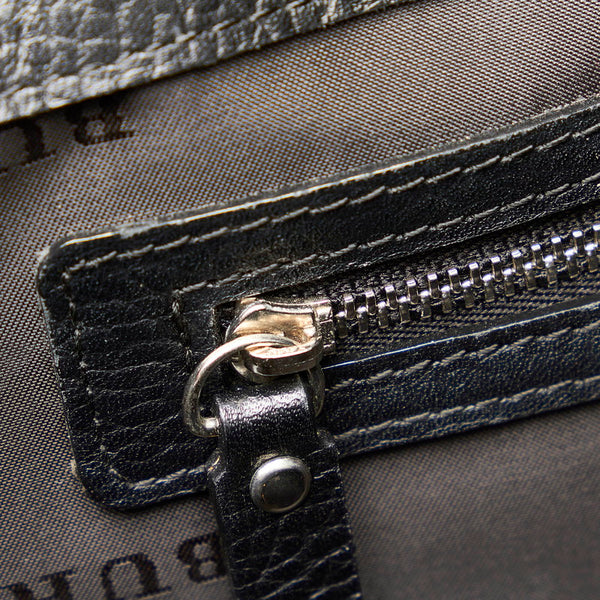バーバリー ノバチェック ハンドバッグ ブラック キャンバス レザー レディース BURBERRY 【中古】