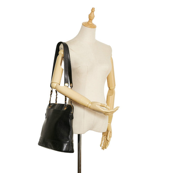 シャネル ココマーク チェーン トートバッグ ショルダーバッグ ブラック キャビアスキン レディース CHANEL 【中古】