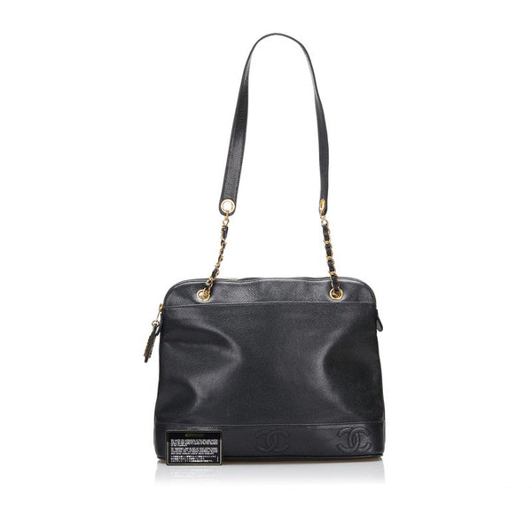 シャネル ココマーク チェーン トートバッグ ショルダーバッグ ブラック キャビアスキン レディース CHANEL 【中古】
