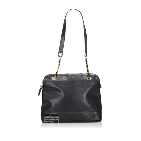 シャネル ココマーク チェーン トートバッグ ショルダーバッグ ブラック キャビアスキン レディース CHANEL 【中古】