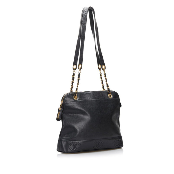 シャネル ココマーク チェーン トートバッグ ショルダーバッグ ブラック キャビアスキン レディース CHANEL 【中古】