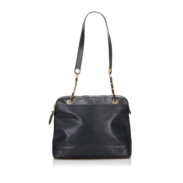 シャネル ココマーク チェーン トートバッグ ショルダーバッグ ブラック キャビアスキン レディース CHANEL 【中古】