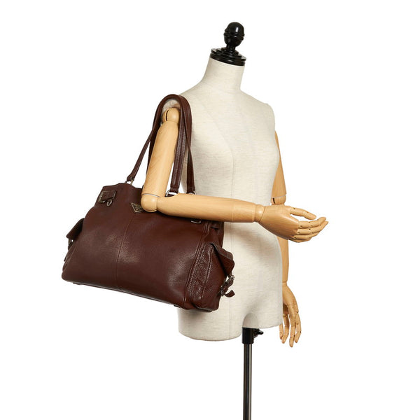 プラダ トートバッグ ブラウン レザー レディース PRADA 【中古】