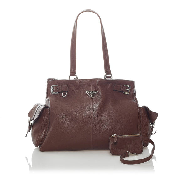 プラダ トートバッグ ブラウン レザー レディース PRADA 【中古】