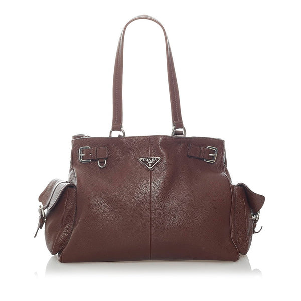 プラダ トートバッグ ブラウン レザー レディース PRADA 【中古】