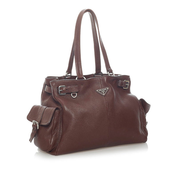 プラダ トートバッグ ブラウン レザー レディース PRADA 【中古】