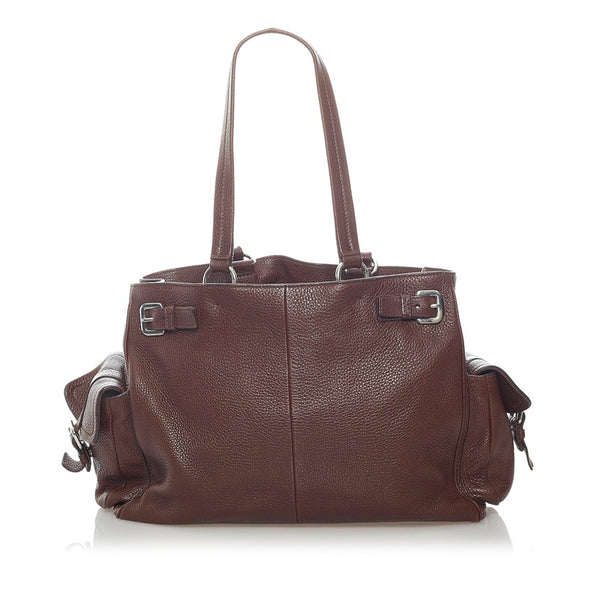 プラダ トートバッグ ブラウン レザー レディース PRADA 【中古】