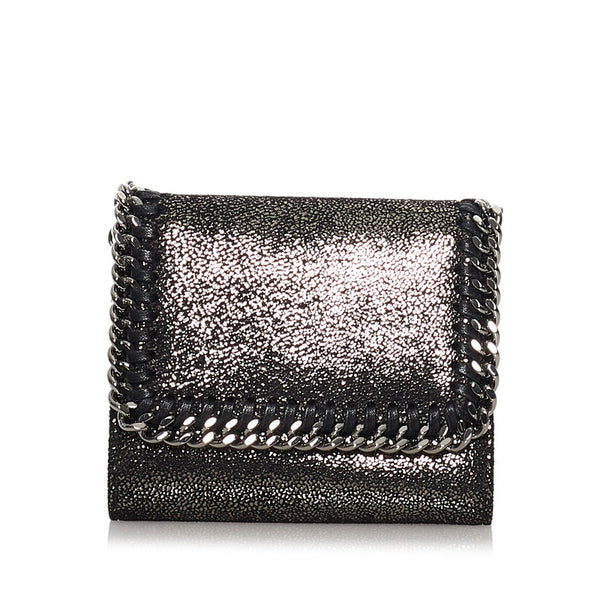 ステラマッカートニー ファラベラ 三つ折り財布 メタリックブラック ポリエステル レディース Stella McCartney 【中古】