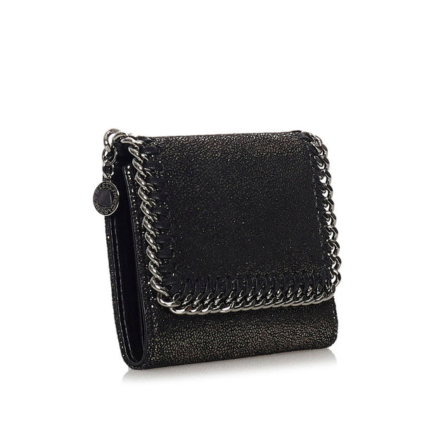 ステラマッカートニー ファラベラ 三つ折り財布 メタリックブラック ポリエステル レディース Stella McCartney 【中古】