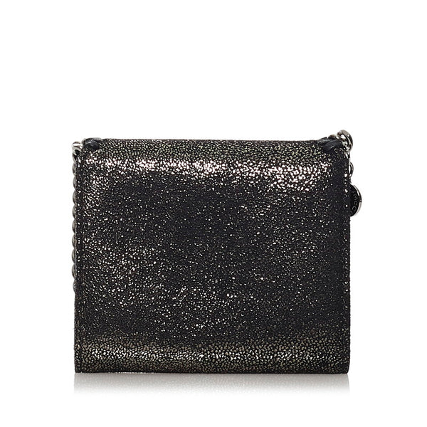 ステラマッカートニー ファラベラ 三つ折り財布 メタリックブラック ポリエステル レディース Stella McCartney 【中古】