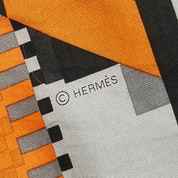 エルメス カレ100 スカーフ ブラック マルチカラー シルク コットン レディース HERMES 【中古】