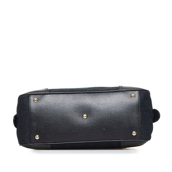 グッチ GGキャンバス プリンシー シェリーライン ハンドバッグ 161720 ブラック キャンバス レザー レディース GUCCI 【中古】