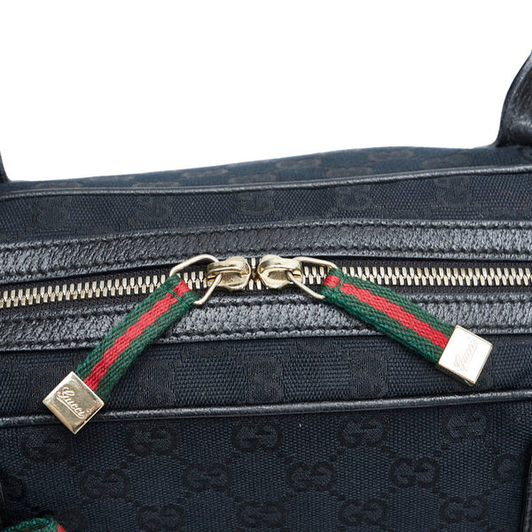 グッチ GGキャンバス プリンシー シェリーライン ハンドバッグ 161720 ブラック キャンバス レザー レディース GUCCI 【中古】