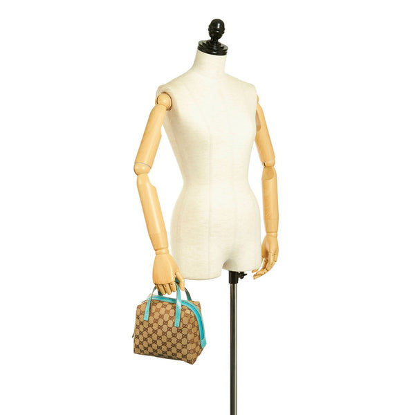 グッチ ＧGキャンバス ハンドバッグ 124542 ベージュ ブルー キャンバス レザー レディース GUCCI 【中古】