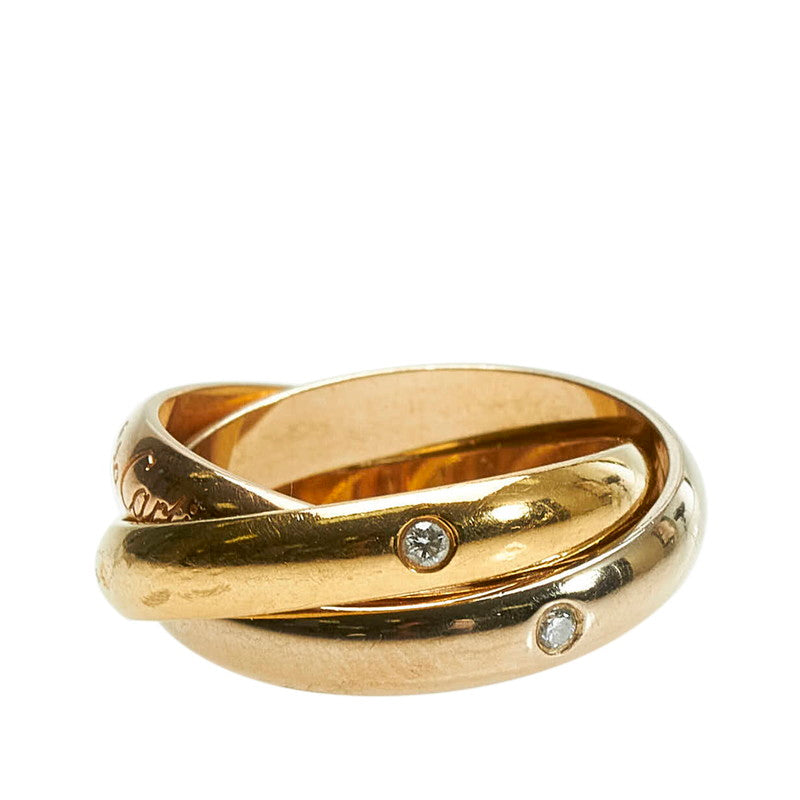 カルティエ K18YG イエローゴールド K18PG ピンクゴールド K18WG ホワイトゴールド トリニティ 3Pダイヤ リング 指輪 レディース CARTIER 10号 【中古】