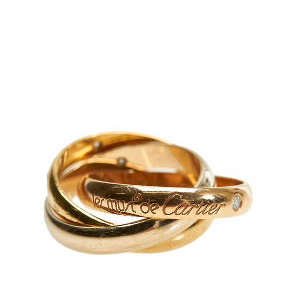 カルティエ K18YG イエローゴールド K18PG ピンクゴールド K18WG ホワイトゴールド トリニティ 3Pダイヤ リング 指輪 レディース CARTIER 10号 【中古】