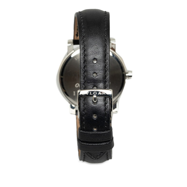 ブルガリ ソロテンポ 腕時計 ST35S クオーツ ブラック文字盤 ステンレススチール レザー メンズ BVLGARI 【中古】