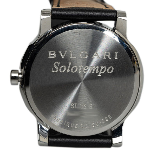 ブルガリ ソロテンポ 腕時計 ST35S クオーツ ブラック文字盤 ステンレススチール レザー メンズ BVLGARI 【中古】