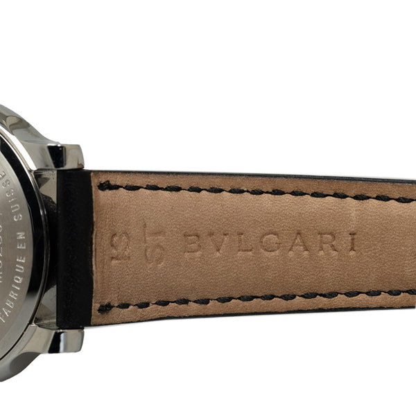 ブルガリ ソロテンポ 腕時計 ST35S クオーツ ブラック文字盤 ステンレススチール レザー メンズ BVLGARI 【中古】