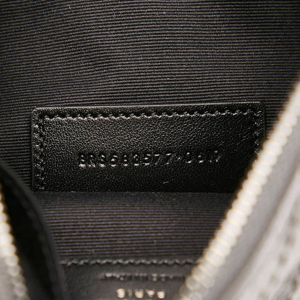 サンローラン ロゴ Vステッチ ポーチ グレー レザー レディース SAINT LAURENT 【中古】