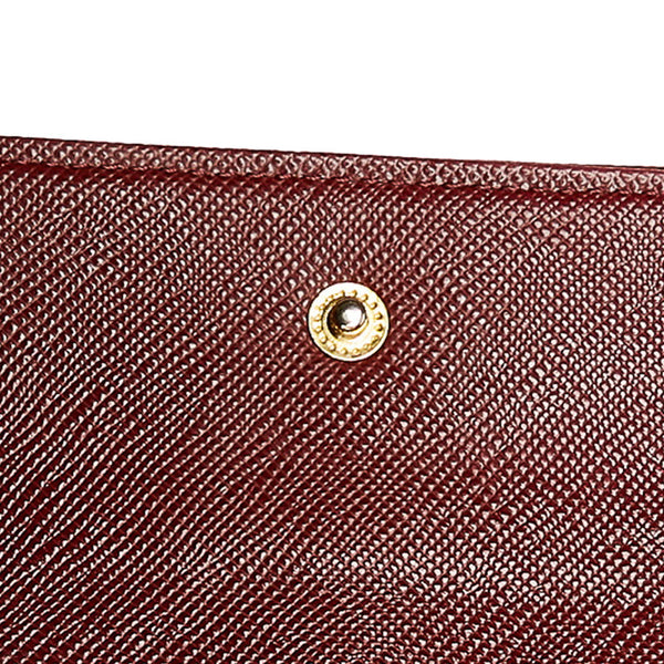 バーバリー ノバチェック ベージュ ボルドー キャンバス レザー 三つ折り財布 レディース BURBERRY 【中古】