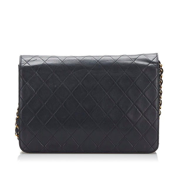 シャネル マトラッセ プッシュロック チェーン ショルダーバッグ ブラック レザー レディース CHANEL 【中古】