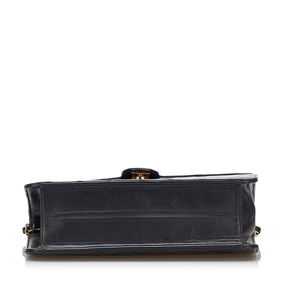 シャネル マトラッセ プッシュロック チェーン ショルダーバッグ ブラック レザー レディース CHANEL 【中古】