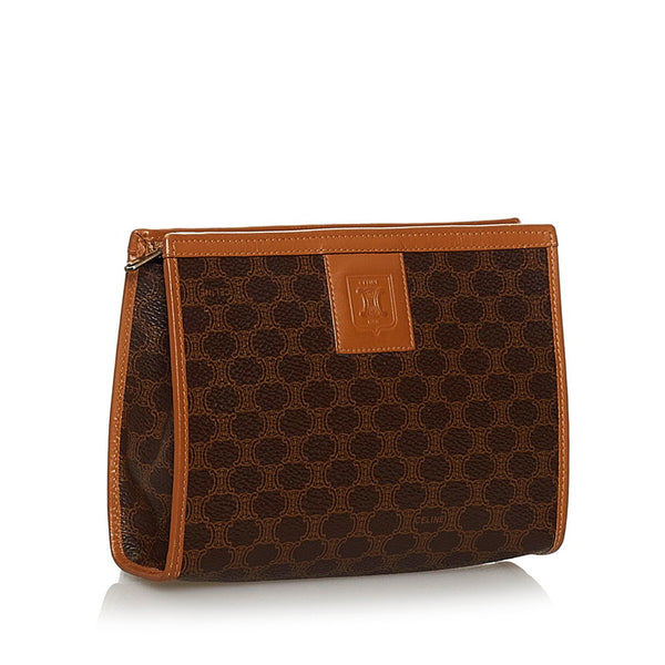セリーヌ マカダム ポーチ ブラウン PVC レザー ユニセックス CELINE 【中古】
