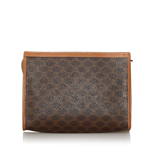 セリーヌ マカダム ポーチ ブラウン PVC レザー ユニセックス CELINE 【中古】
