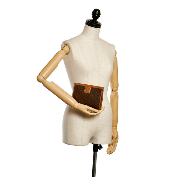 セリーヌ マカダム ポーチ ブラウン PVC レザー ユニセックス CELINE 【中古】