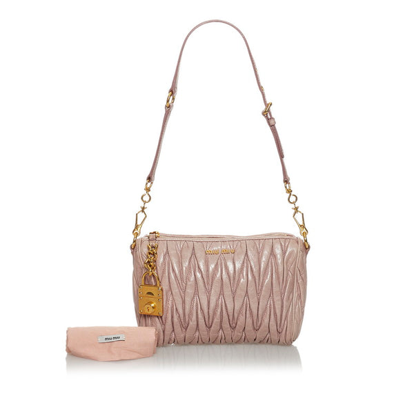 ミュウミュウ マテラッセ ハンドバッグ ピンク レザー レディース MIUMIU 【中古】
