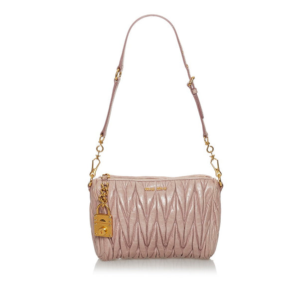 ミュウミュウ マテラッセ ハンドバッグ ピンク レザー レディース MIUMIU 【中古】