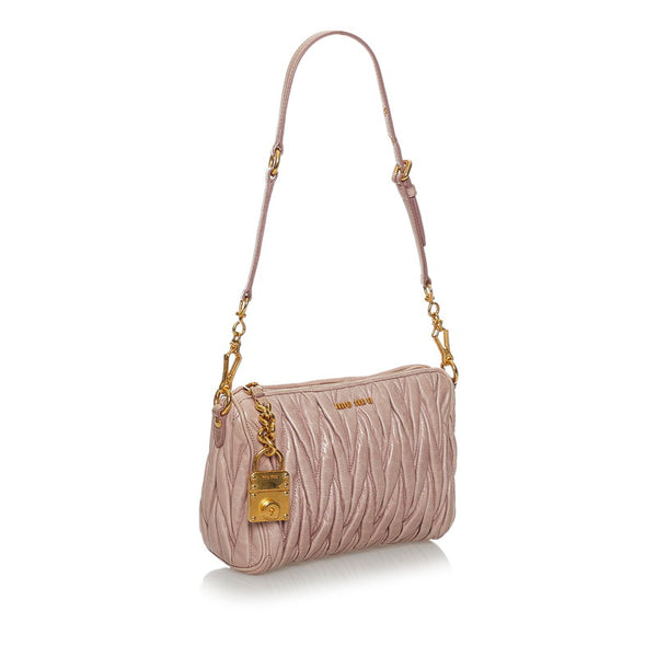 ミュウミュウ マテラッセ ハンドバッグ ピンク レザー レディース MIUMIU 【中古】