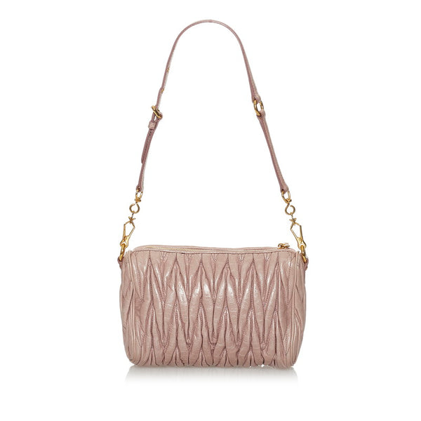 ミュウミュウ マテラッセ ハンドバッグ ピンク レザー レディース MIUMIU 【中古】