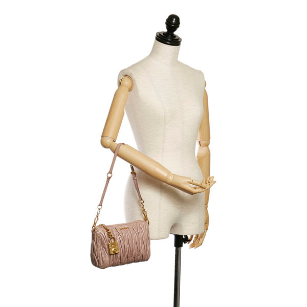 ミュウミュウ マテラッセ ハンドバッグ ピンク レザー レディース MIUMIU 【中古】