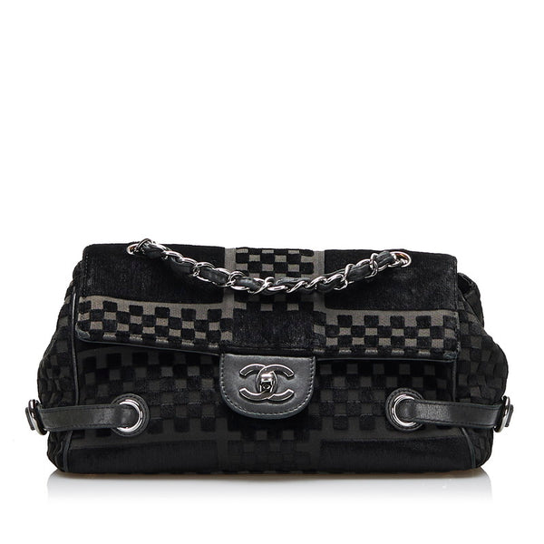 シャネル ココマーク チェーンショルダーバッグ  ブラック スウェード レザー レディース CHANEL 【中古】
