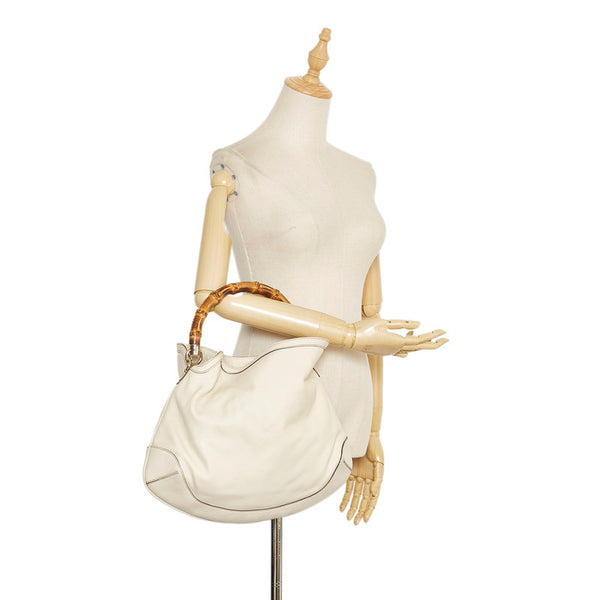 グッチ バンブー ハンドバッグ 169961 ホワイト レザー レディース GUCCI 【中古】