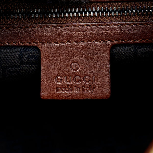 グッチ ウッドハンドル ハンドバッグ ワンショルダーバッグ 106495 カーキ ブラウン キャンバス レザー レディース GUCCI 【中古】