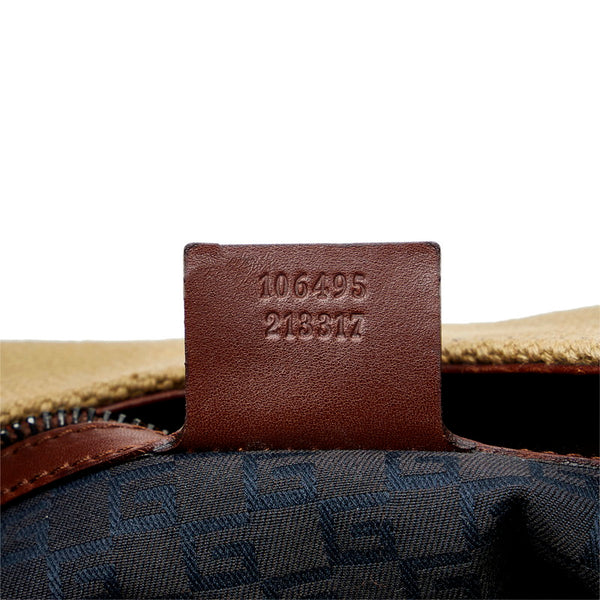 グッチ ウッドハンドル ハンドバッグ ワンショルダーバッグ 106495 カーキ ブラウン キャンバス レザー レディース GUCCI 【中古】