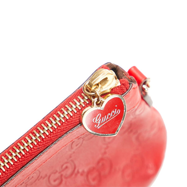 グッチ グッチシマ ハート チェーン ミニ ショルダーバッグ 153020 レッド レザー レディース GUCCI 【中古】