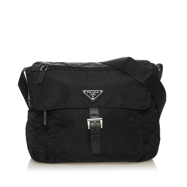 プラダ 斜め掛け ショルダーバッグ ブラック ナイロン レザー レディース PRADA 【中古】