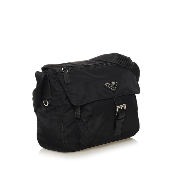 プラダ 斜め掛け ショルダーバッグ ブラック ナイロン レザー レディース PRADA 【中古】