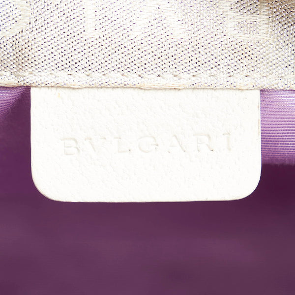 ブルガリ ロゴマニア ハンドバッグ ホワイト キャンバス レディース BVLGARI 【中古】