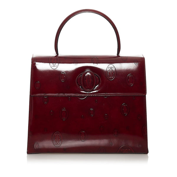 カルティエ ハッピーバースデー ハンドバッグ ボルドー エナメル レディース CARTIER 【中古】