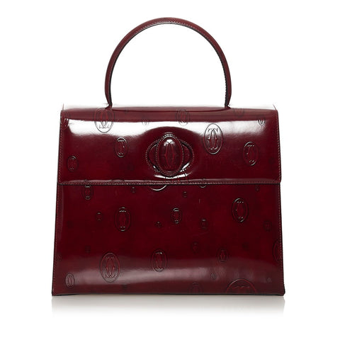 カルティエ ハッピーバースデー ハンドバッグ ボルドー エナメル レディース CARTIER 【中古】