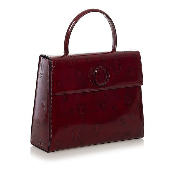 カルティエ ハッピーバースデー ハンドバッグ ボルドー エナメル レディース CARTIER 【中古】