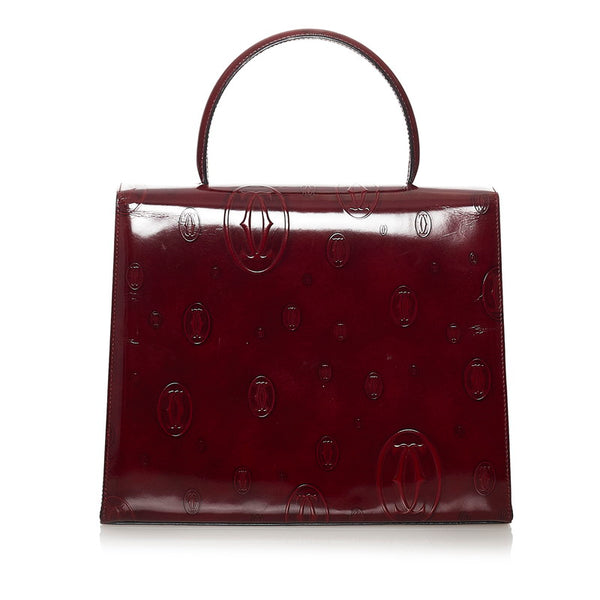 カルティエ ハッピーバースデー ハンドバッグ ボルドー エナメル レディース CARTIER 【中古】